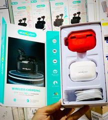 Moonlight New Model Bluetooth AirPods Pro 2 With Magnetic Design Wireless Charging Case Buzzer Volume Control Big Battery And Bluetooth Pouch (Black)