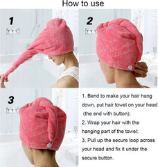 Hair Drying Towel Cap – Quick Dry, Soft & Absorbent Turban Wrap For Women | Anti-Frizz Hair Wrap Towel For Bathroom & Salon Use