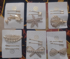 Beaded Pins And Hair Clips Set – Stylish Metal Hair Accessories Card With 3 Pcs, Random Designs For Everyday Fashion And Styling