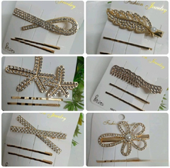 Beaded Pins And Hair Clips Set – Stylish Metal Hair Accessories Card With 3 Pcs, Random Designs For Everyday Fashion And Styling