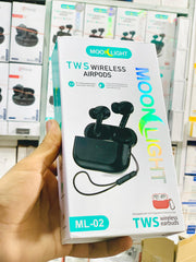 Moonlight New Model Bluetooth AirPods Pro 2 With Magnetic Design Wireless Charging Case Buzzer Volume Control Big Battery And Bluetooth Pouch (Black)