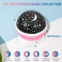 Night Light Star Lamp Starry Sky Projector | 360° Rotating LED Star Light Lamp With Multi color Projection | Perfect Table Night Lamp Gift For Babies And Children (Random Color)